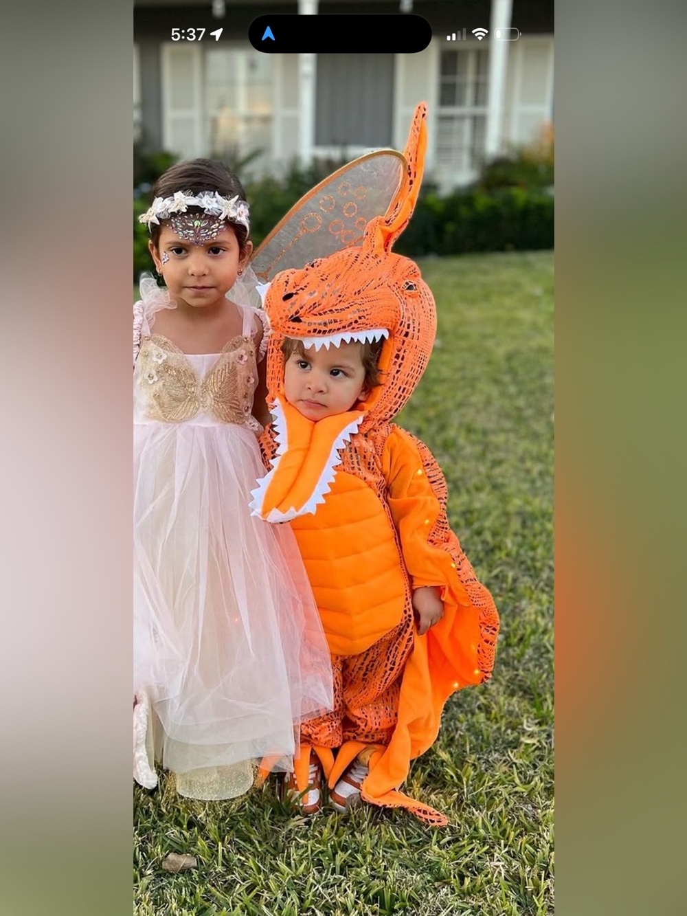 Pottery Barn Kids Orange Dinosaur Costume with Textured Print